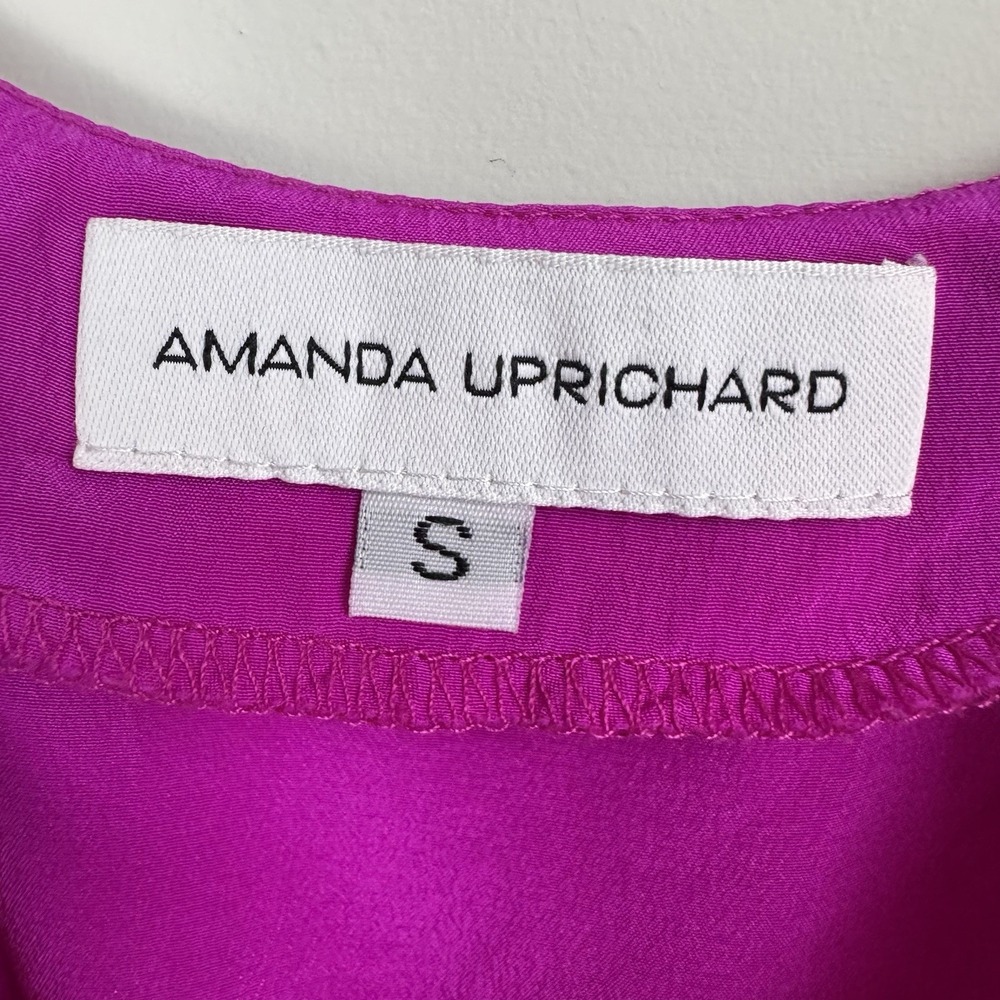 Amanda Uprichard 100% Silk V-Neck Top Blouse Pink Ruffle Accents Sz S - Picture 4 of 12
